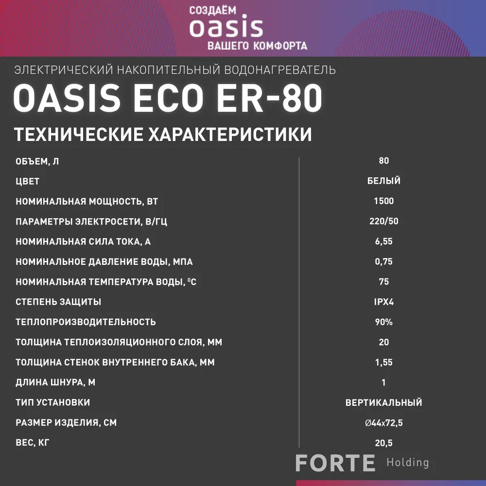 ��������������� �������. Oasis Eco ER-80 (1500��, 80�, ������ ���, �� 48�, �����)