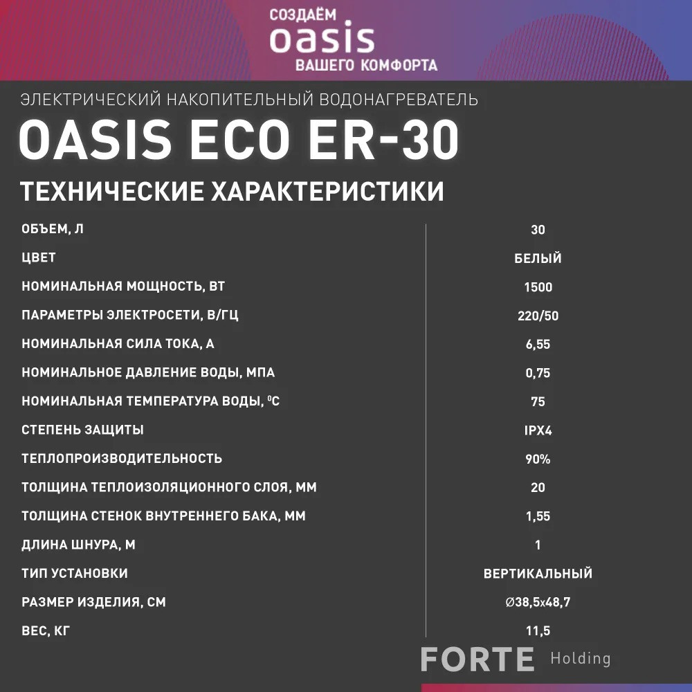 ��������������� �������. Oasis Eco ER-30 (1500��, 30�, ������ ���, �� 48�, �����)